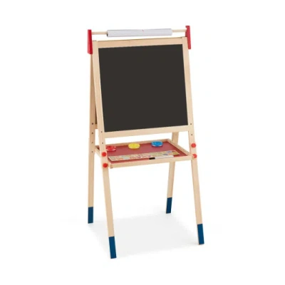 Costway All-in-one Wooden Height Adjustable Kid's Art Easel With Magnetic Stickers And Paper In Neutral
