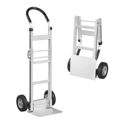 Costway Aluminum Dolly Cart With 2 Rubber Wheels And Ergonomic Handle-silver In Multi