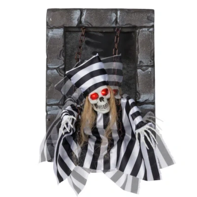 Costway Animated Halloween Decoration 18 Inch Hanging Skull Prisoner In Multi