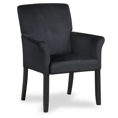 Costway Antimicrobial Wool Seat Reception Chair With Wool Frame In Black