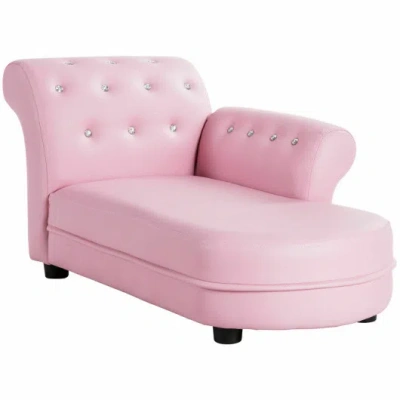 Costway Armrest Relax Chaise Lounge Kids Sofa In Pink