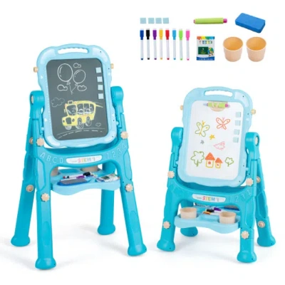 Costway Art Easel For Kids With Adjustable Height-green In Blue