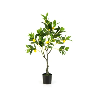 Costway Artificial Lemon Tree 2.6/4/5.2 Feet Tall Fake Lemon Plant Wuth Lemon Fruits-2.6 Ft In Green