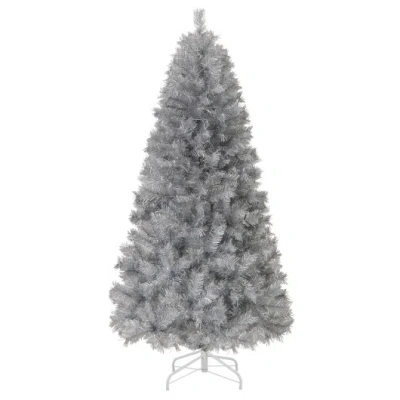 Costway Artificial Xmas Tree With Branch Tips And Warm White Led Lights-6ft In Gray