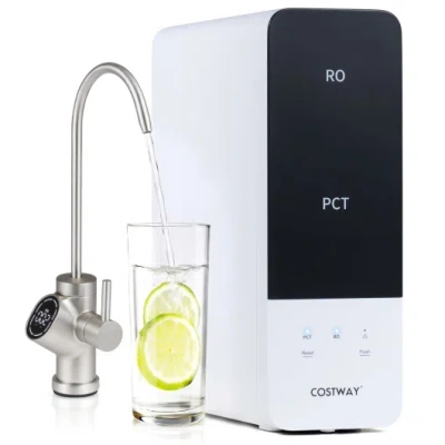 Costway Aw-rb05 Alkaline Ph+ Reverse Osmosis Water Filter 800 Gpd Tankless Under-sink Ro System-black In Neutral
