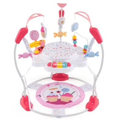 Costway Baby Activity Center Height Adjustable Baby Bouncing Saucer With Interactive Toys-pink