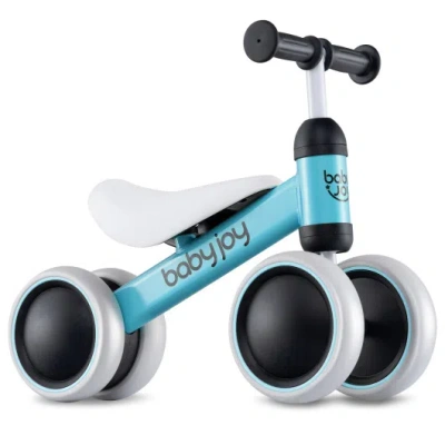 Costway Baby Balance Bike For 2 Years Old Boys Girls No Pedal 4 Wheels-blue In Multi