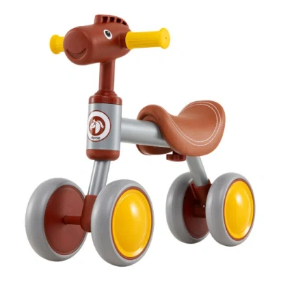 Costway Baby Balance Bike No Pedal 4-wheel Bicycle-brown In Multi