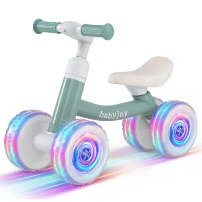 Costway Baby Balance Bike With Adjustable Handlebar And Seat With Lighting Wheels-green In White
