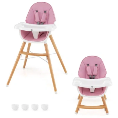 Costway Baby High Chair With Dishwasher Safe Tray-pink In Multi