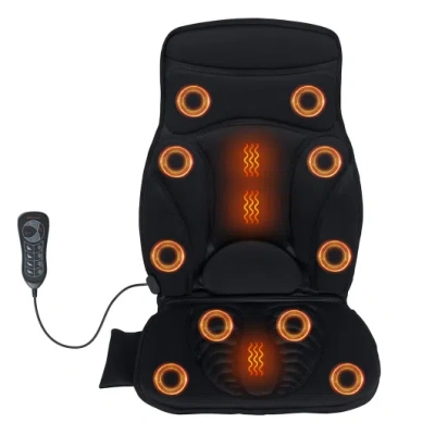 Costway Back Massager Seat Cushion With Heat And 10 Vibration Motors For Pain Relief-black In Multi