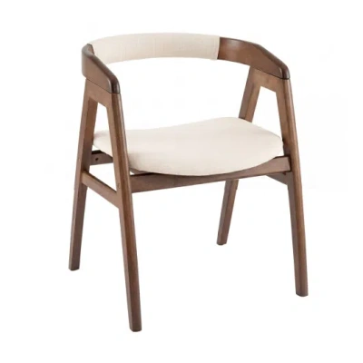 Costway Bamboo Upholstered Dining Chair With Curved Back-walnut In Brown