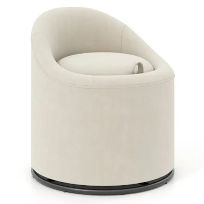 Costway Barrel Chair With Storage 360° Swivel Upholstered Vanity Chair-beige In Neutral