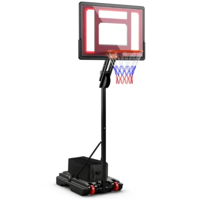 Costway Basketball Hoop With 5-10 Feet Adjustable Height For Indoor Outdoor In Black