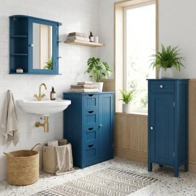 Costway Bathroom Cabinets - Prussian Blue Collection In Gray