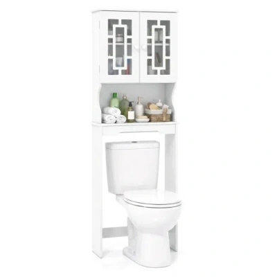 Costway Bathroom Spacesaver Over The Toilet Door Storage Cabinet In White