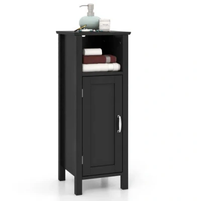 Costway Bathroom Storage Organizer With 2-tier Cabinet-black
