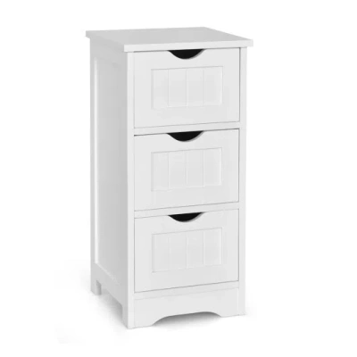 Costway Bathroom Wooden Free Standing Storage Side Floor Cabinet Organizer-3-tier. In White