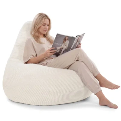 Costway Bean Bag Chair For Adults Accent Lazy Sofa With Skin-friendly Corduroy Cover And Soft Sponge Filling In Multi