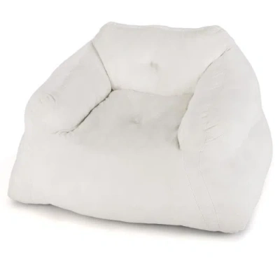 Costway Bean Bag Chair Plush Lazy Sofa With Ultra-soft Velvet Cover-beige In White
