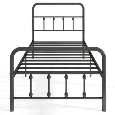 Costway Bed Frame With Headboard And Under Bed Storage Black-twin Size