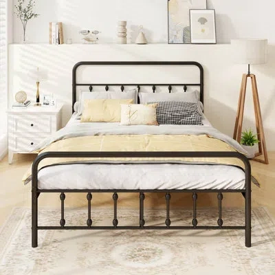 Costway Bed Frame With Headboard Under Bed Storage No Box Spring Needed Black