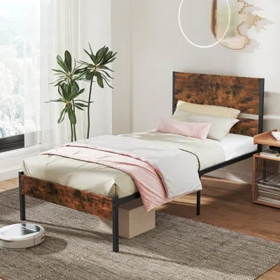 Costway Bed Frame With Wooden Headboard Under-bed Storage No Box Spring Needed In Black;brown