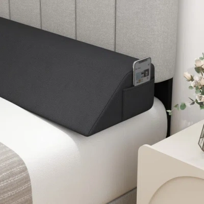 Costway Bed Wedge Pillow With Storage Bag-queen Size In Gray