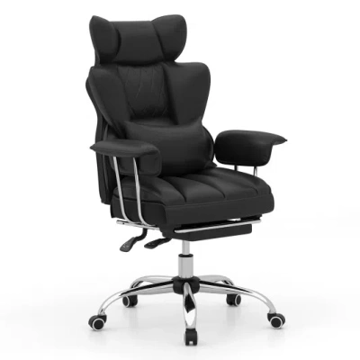Costway Big And Tall Executive Office Desk Chair With Footrest-black
