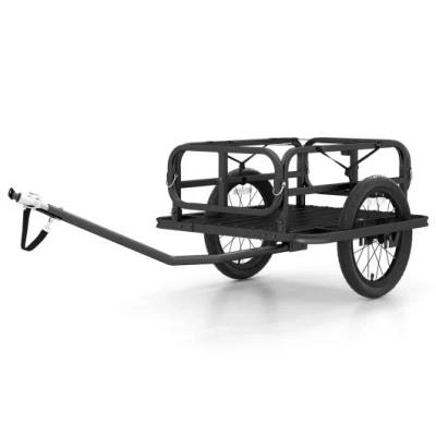 Costway Bike Cargo Trailer Heavy-duty Bicycle Wagon Cart With Universal Hitch-black