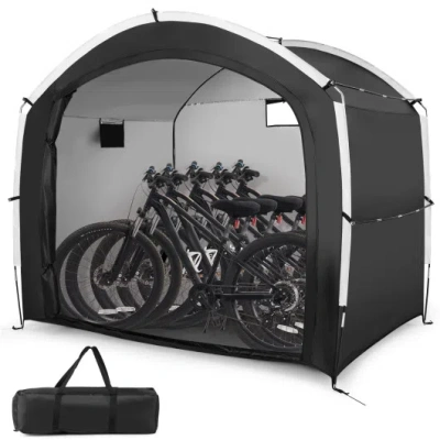 Costway Bike Storage Shed Tent With Pu4000mm Waterproof 210d Oxford Fabric For 5 Bikes In Gray