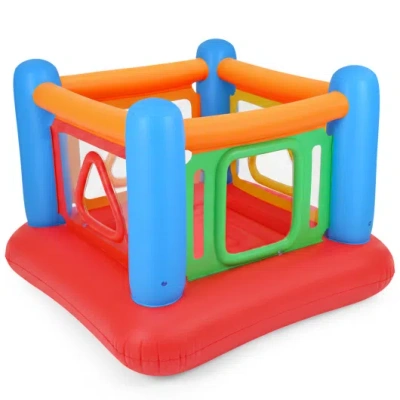Costway Blow Up Jumping House For Kids With Transparent Side Walls-blue In Multi