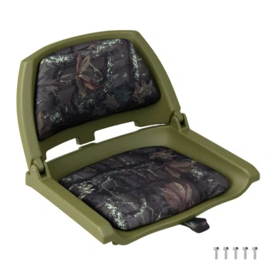 Costway Boat Seat Folding Low Back Boat Chair With Marine-grade Pvc-green In Animal Print