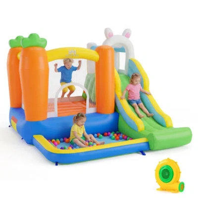 Costway Bounce House For Kids 3-12 With Climbing Wall And 370w Blower For Backyard Party In Animal Print