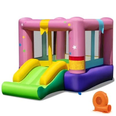 Costway Bouncy Castle With Jumping Area And 520w Blower In Multi