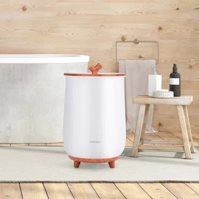Costway Bucket Towel Warmer In White,brown