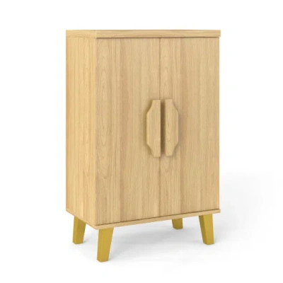 Costway Buffet Cabinet With Double Doors And Raised Legs-natural In Brown