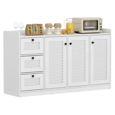Costway Buffet Cabinet With Storage Modern Sideboard Cabinet With 3 Doors-white