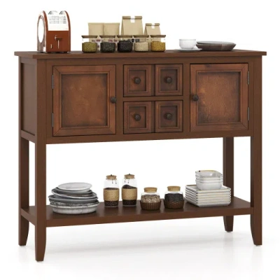 Costway Buffet Sideboard Cabinet With 2 Doors And 2 Drawers-brown