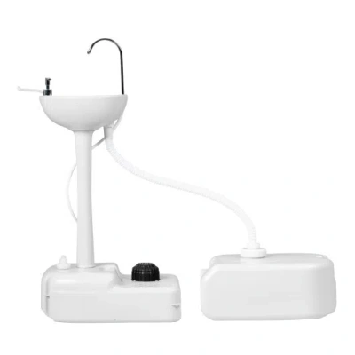 Costway Camping Hand Wash Station Basin Stand With 4.5 Gallon Tank In White