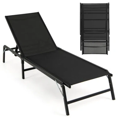 Costway Chaise Lounge Chair Set Of 2 Foldable Patio Lounge Chairs-black