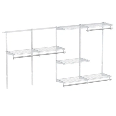 Costway Closet System 4-8 Ft Wall-mounted Closet Shelves And Rod-white