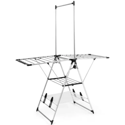Costway Clothes Drying Rack With 6-level Adjustable Height In Silver