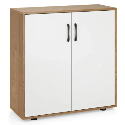 Costway Coffee Bar Cabinet With 5-position Adjustable Shelf For Living Room Dining Room-natural In Multi