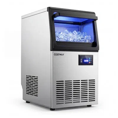 Costway Commercial Spray-type Ice Maker Machine, Under Counter & Freestanding Ice Making Machine In Gray