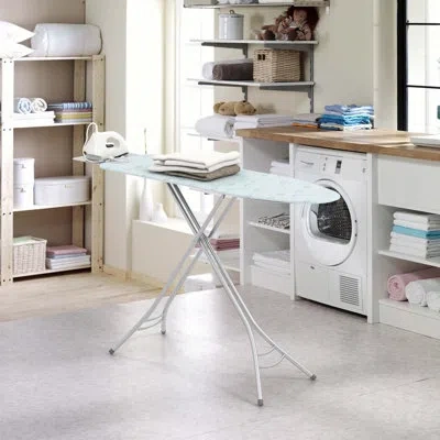 Costway Compact & Portable Ironing Board With Iron Rest Removable Cover Sturdy Metal Frame In Blue;gray
