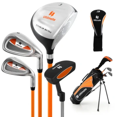 Costway Complete Golf Club Set For Children Age 11-13-orange In Silver