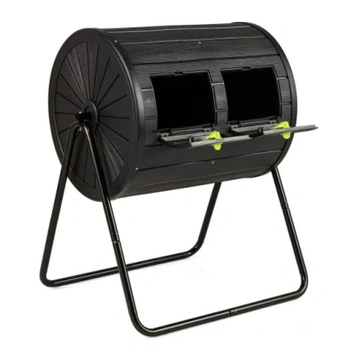 Costway Compost Tumbler 37.5 Gallon Large Outdoor Compost Bin-black In Animal Print