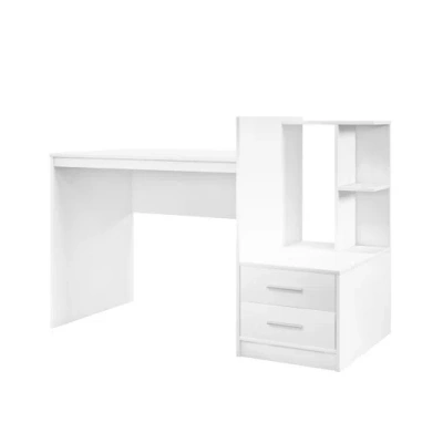 Costway Computer Desk Home Office With Bookshelf And Drawers-white