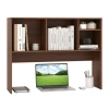 Costway Computer Desktop Bookcase With 4 Cubbies And Open Back Compartment-walnut In Brown